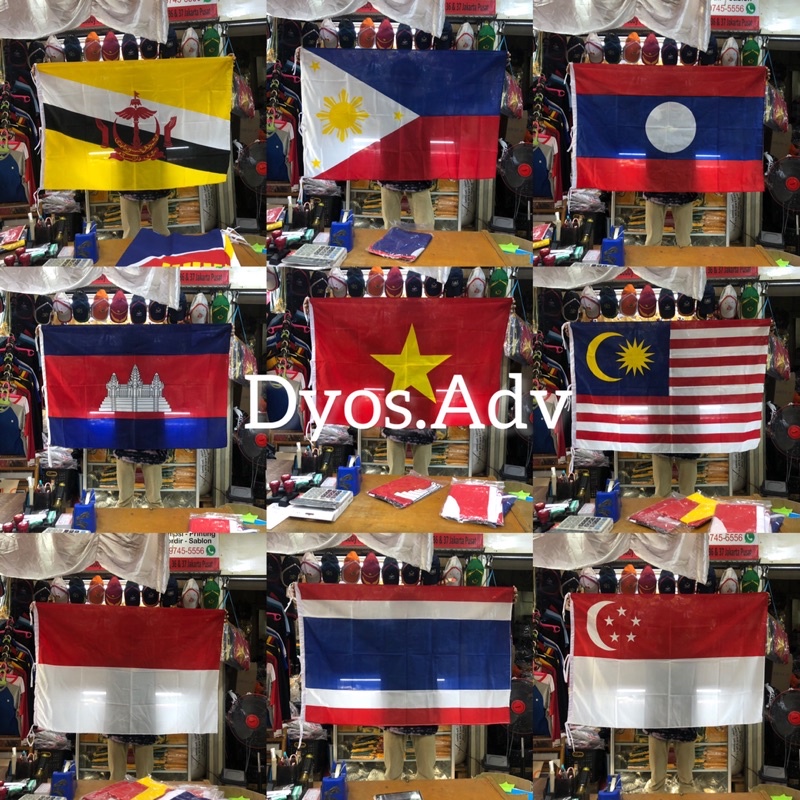 Bendera negara ASEAN ukuran 90x135 cm