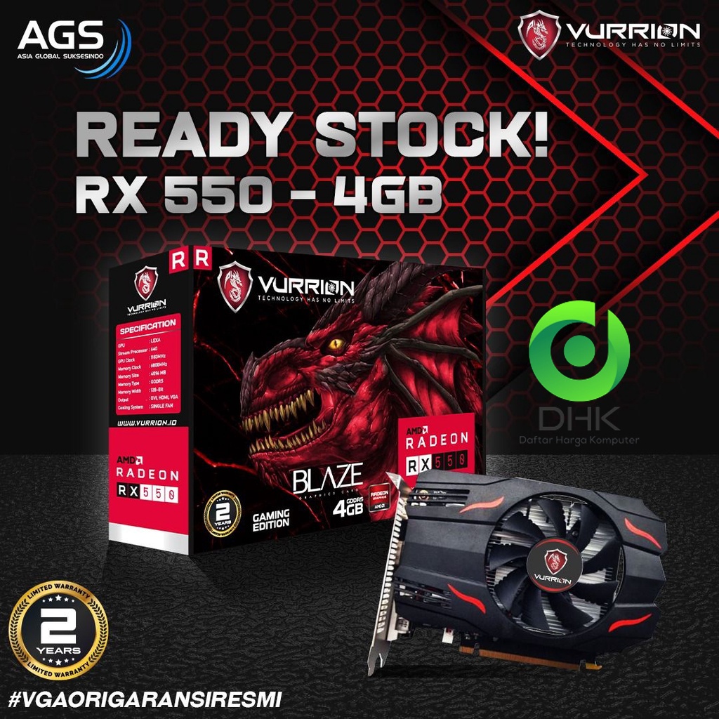 VGA VURRION BLAZE RADEON RX550 4GB 128BIT GAMING