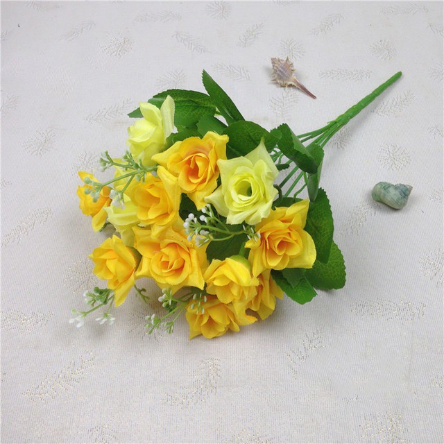 COD BUNGA MAWAR KOREA BUNGA TANGKAI PLASTIK BUNGA ARTIFISIAL BUNGA PAJANGAN BUNGA HIASAN BT9010-KUNING