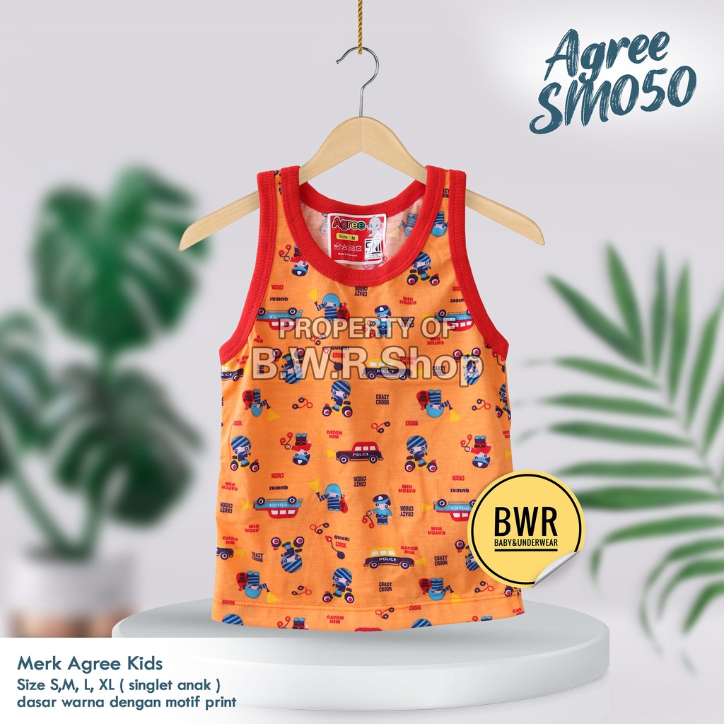 [ 3pc ] Singlet Agree Kids SM050 Crazy Crook / Kaos Dalam Anak Santai Harian Agree 050 Motif Lucu | Bwr