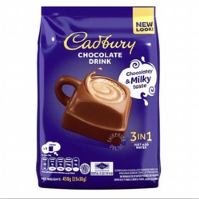 

Cadbury Hot Chocolate Drink 3in1 Malaysia 450gr (isi 15 schtx30gr) BPOM HALAL exp selalu terbaru