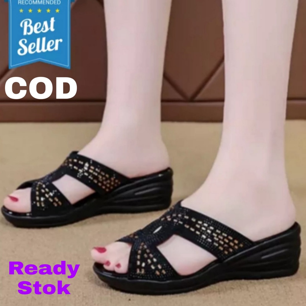 Invincible Sandal Wanita Wedges Andin Sandal Wanita Terbaru 2022 Kekinian Murah