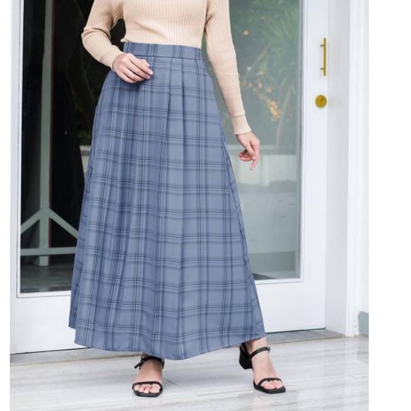 "KTY.10Jn22ᴷ" ROK REMPEL PANJANG  DEWASA MOTIF KOTAK ROK FLANEL TARTAN  KOTAK KOTAK KOREA