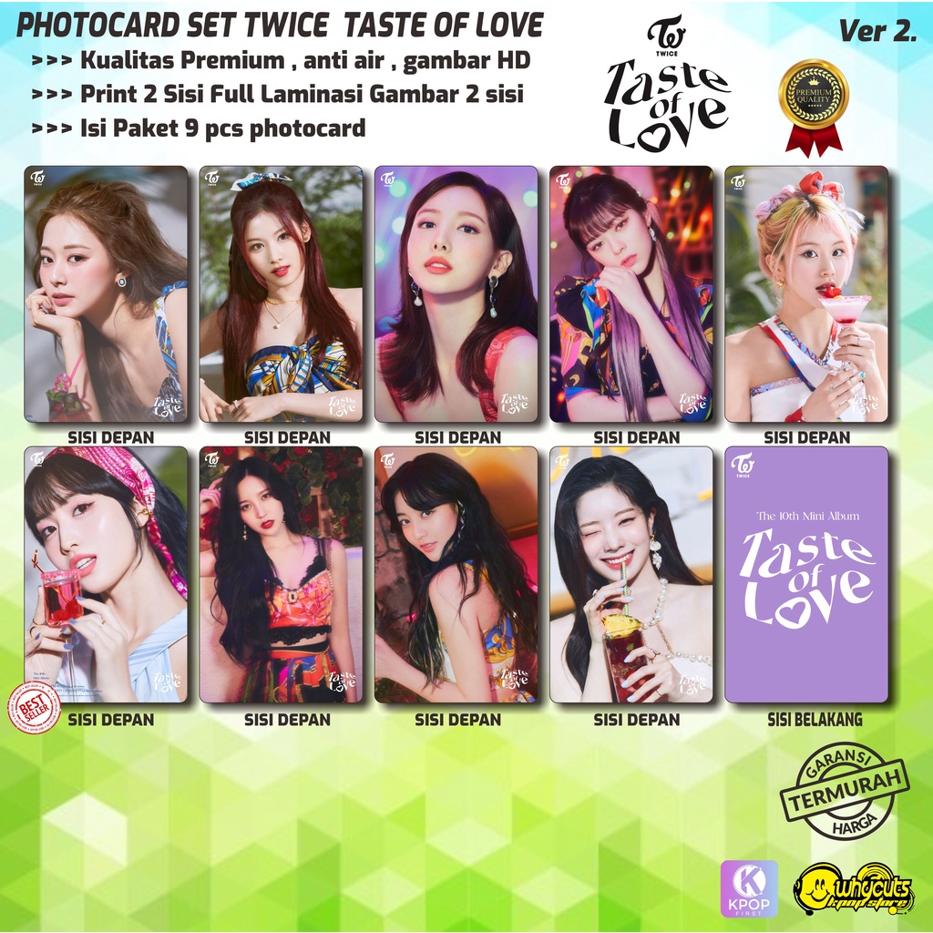 PHOTOCARD SET PREMIUM KPOP TWICE TASTE OF LOVE &amp; THE FEELS isi 9 pcs full set semua member
