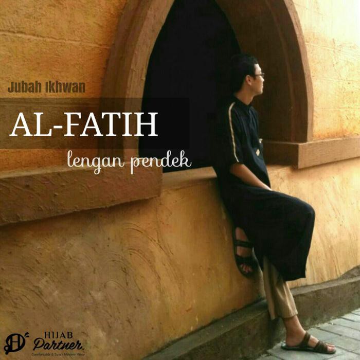 JUBAH IKHWAN AL FATIH LENGAN PENDEK/GAMIS PRIA/BAJU MUSLIM SYARI - HITAM, M