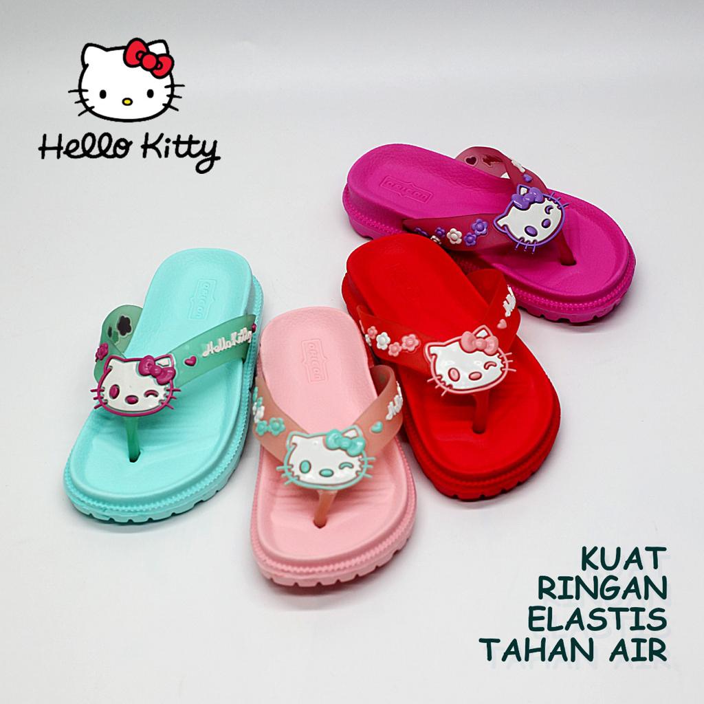 Sandal Anak Perempuan Sandal Jepit Bahan Karet Terbaru Motif Hello Kitty Size 24-35