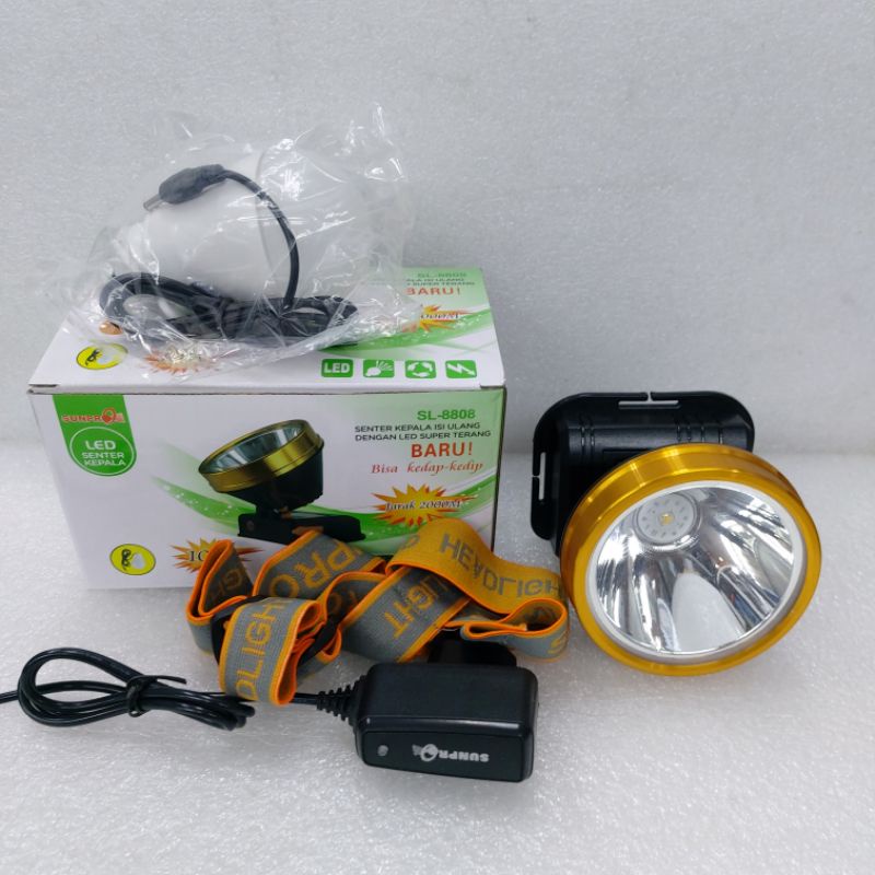 Senter Kepala LED Sunpro SL-8808 Jarak 2000 M Bonus Bola lampu 10 Watt