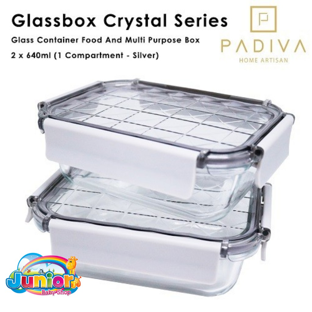 Padiva Glassbox Crystal 640ml 2pcs Aqua/Silver/Pink