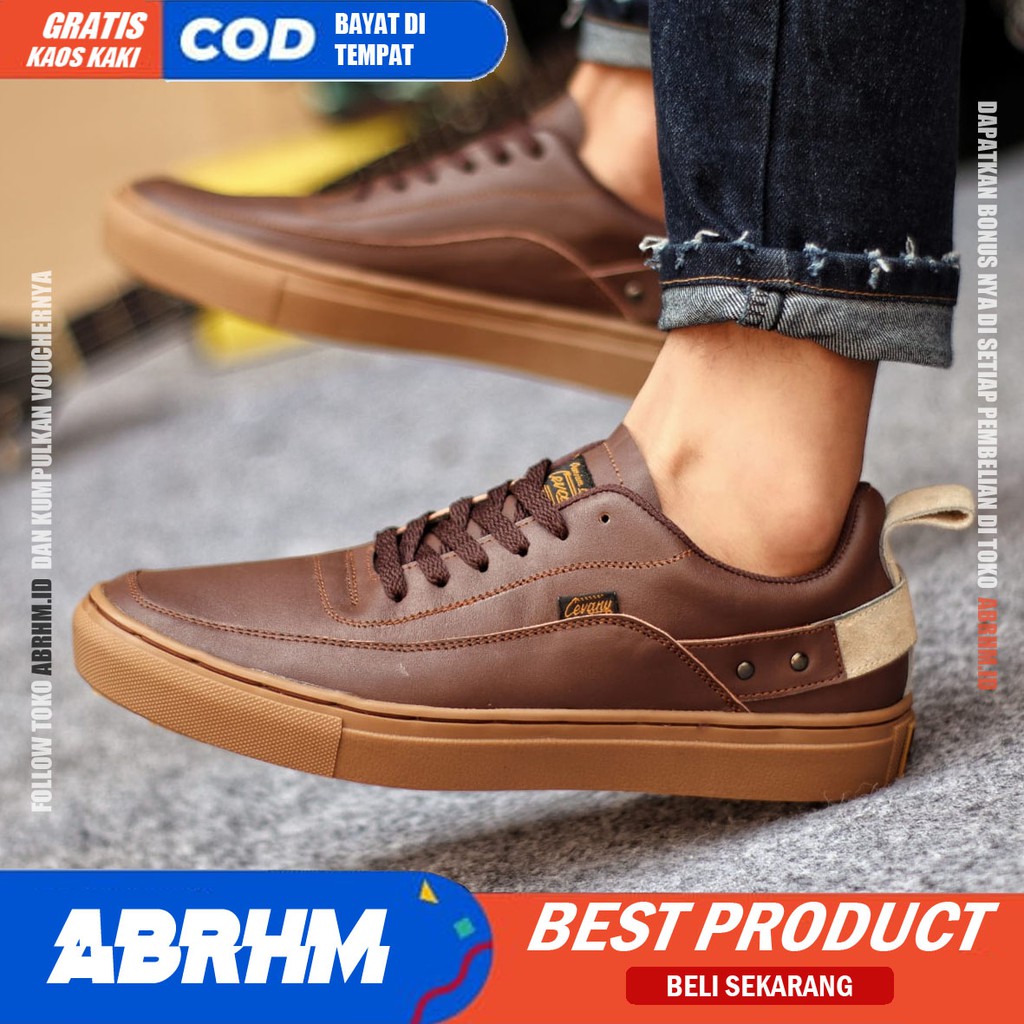 ABRHM x CYRE Sepatu Kasual Pria Sepatu Pria Casual Sneakers Original Sepatu Kulit Asli Cowo/Cowok Sepatu Kerja Kantor Semi Formal Kuliah Kondangan Gaya keren Kekinian Murah Terlaris