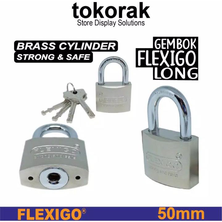 GEMBOK BRASS 50MM PJG FLEXIGO SHERLOCK ANTI CAIRAN POTONG PALU TOKO