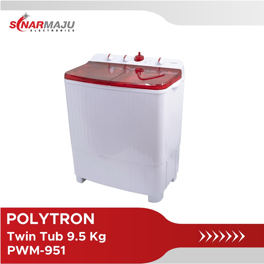 Mesin Cuci 2 Tabung Polytron 9 Kg Twin Tub PWM-951B/R / PWM-951