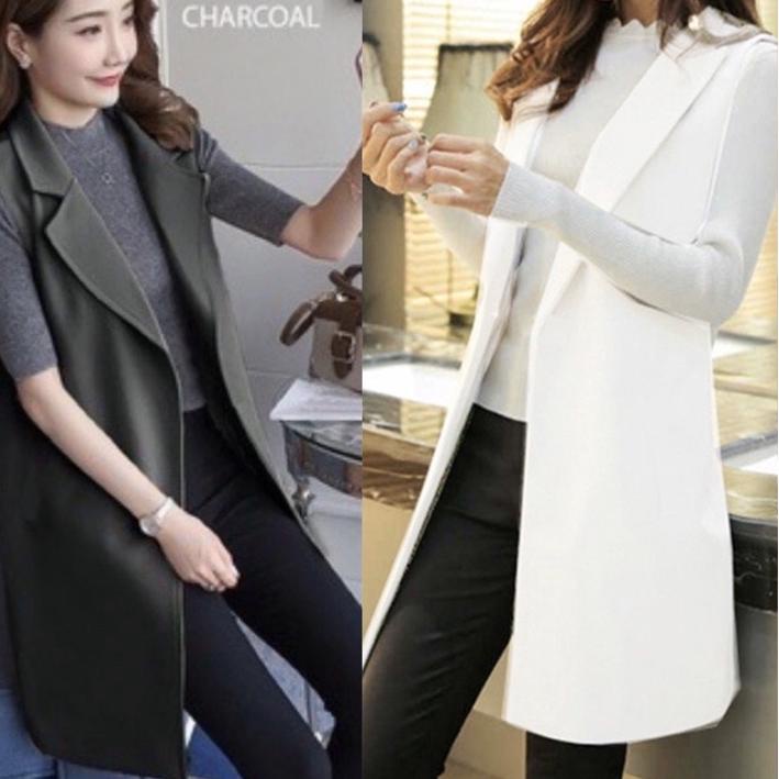 Harga TERMURAAH.. Jaket Rompi Blazer Blezer Long Panjang Wanita Cewek Cewe Perempuan Tanpa Lengan Ko