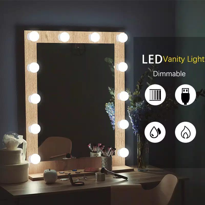 LAMPU LED MEJA RIAS MAKE UP / LAMPU KACA RIAS VANITY LIGHT IMPORT (10 Bohlam)