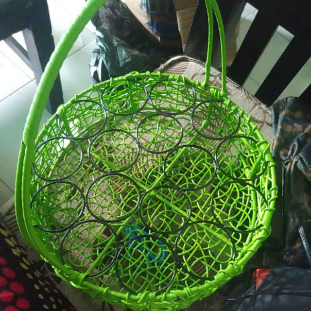 Tempat Aqua Gelas Bentuk Bulat - Tempat Aqua Rotan Sintetis 16 Cup - Tempat Air Mineral Rotan Cup 16