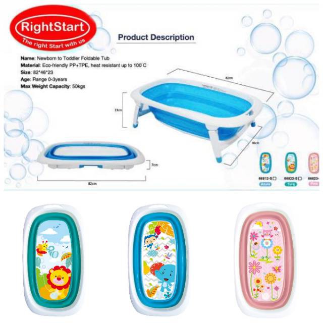 RIGHT START NEWBORN TO TODDLER FOLDABLE TUB