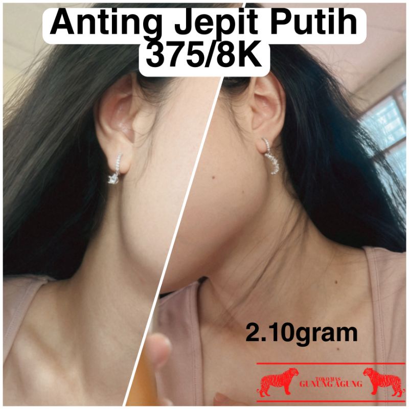EMAS/ ANTING EMAS PUTIH/ ANTING EMAS 375/ ANTING EMAS 8K/ ANTING KOREA/ ANTING BULAN SABIT/ ANTING J