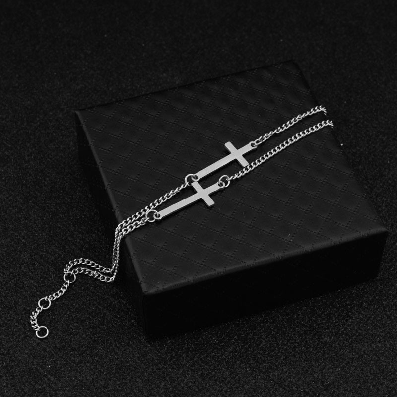 Kpop BTS Chain Bracelet J-Hope Cross Design Double Layer Bracelet