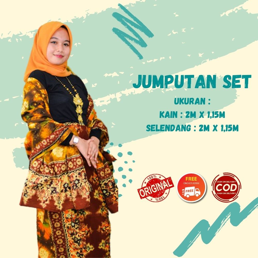 Jumputan Palembang - Atasan, Setelan, Dress, Kain Jumputan - Palembang, Viscose, Murah, Orange
