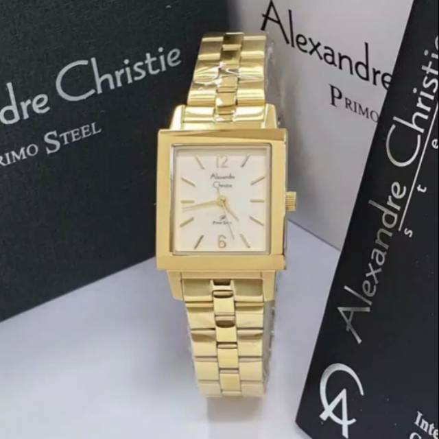 Jam Tangan Alexandre Christie 1013 Wanita Gold Original