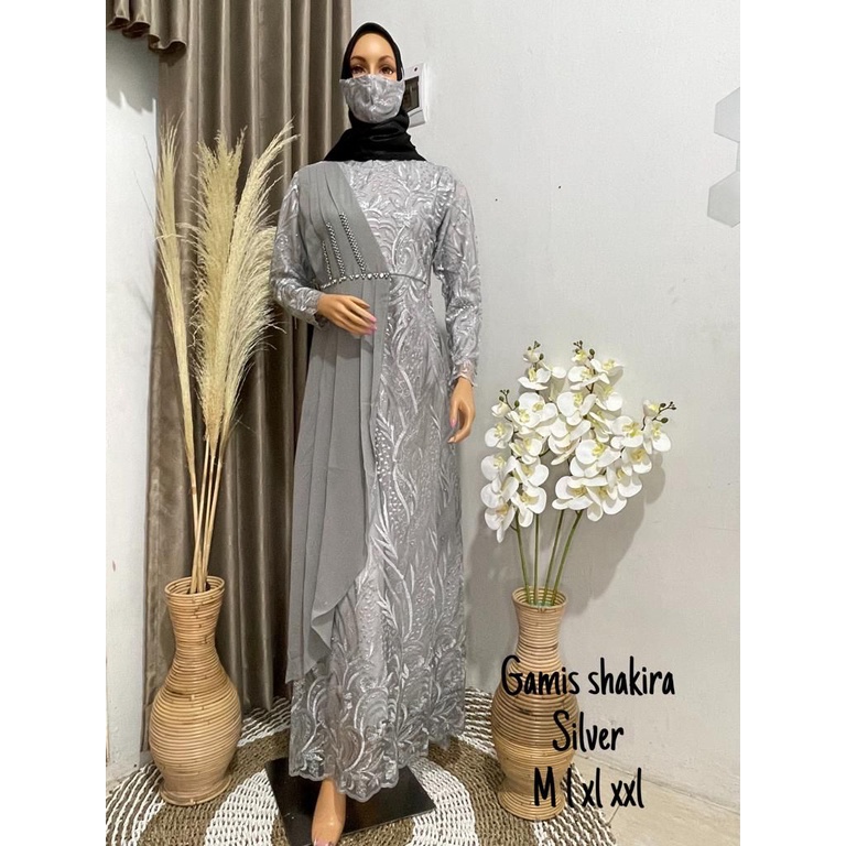 Permata Olshop / Kebaya Gamis Syakira RK / Gamis Kebaya Modern / Gamis Pesta Mewah / Baju Kondangan / Dress Bridesmaid