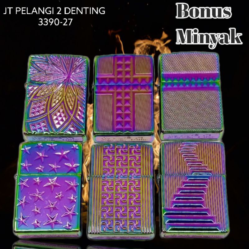 KOREK API MINYAK SIAP NYALA DUA DENTING WARNA PELANGI 3390-27