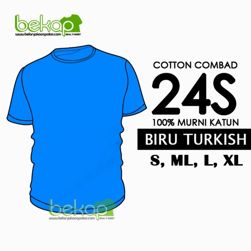 Original Kaos Polos Katun Combad 24s Warna Biru Turkish Tebal Kaos Polos Cowo Cewe Unisex