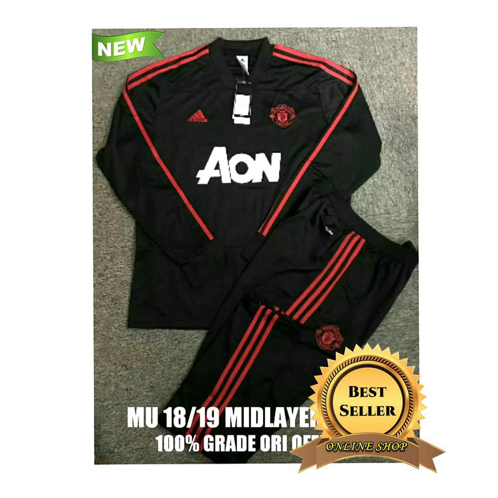 PROMO JAKET MIDLAYER SWEATER TRACKSUIT MANCHESTER UNITED MUFC TRAINING 18/19