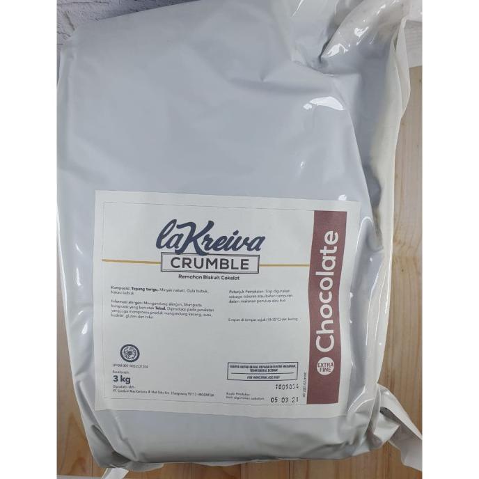 

PROMO La Kreiva Coklat Crumble Extra Fine 3 KG / Remahan Biskuit Bahan Kue
