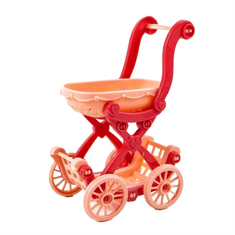 Quinton Furniture Rumah Boneka Mini Miniatur Furniture Aksesoris Penyimpanan Mainan Keranjang Belanja Desktop Decor Supermarket Handcart Trolley