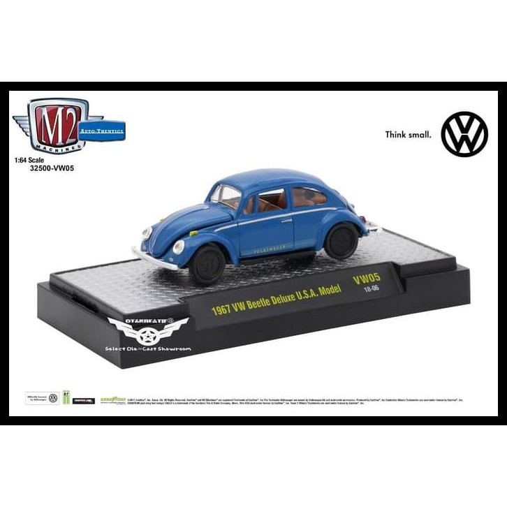 M2 Machines Auto-thentics 1967 VW Beetle Deluxe USA Ocean Blue