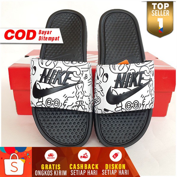 Sendal Pria Slide NIKE PUTIH HITAM Import VIETNAM Sandal Casual Abg