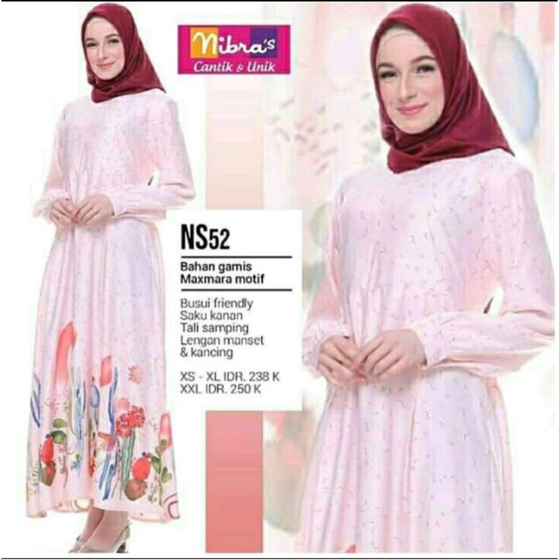 (Ready) Nibras sarimbit Gamis NS52 Peach XS