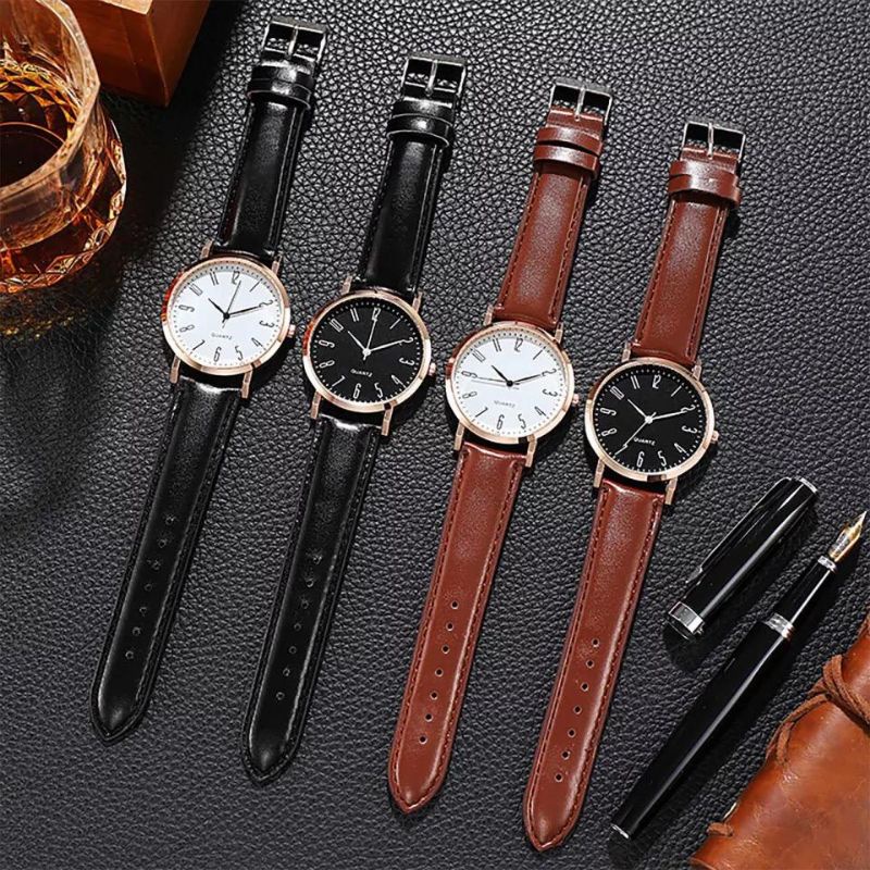 JAM TANGAN PRIA QUARTZ FASHION BELT KULIT