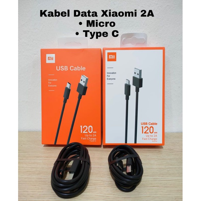 KABEL DATA XIAOMI 2A 120CM ORIGINAL 100% MICRO USB &amp; TIPE-C