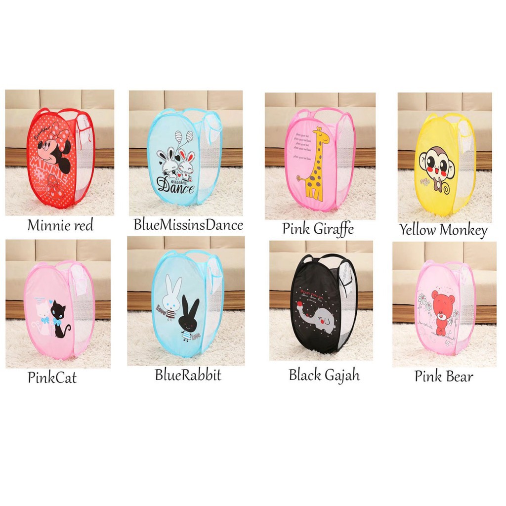 DD33 Keranjang Baju Basket sama plastik yg terdapat pada foto MOTIF lipat karakter lucu (1KG=13PCS)