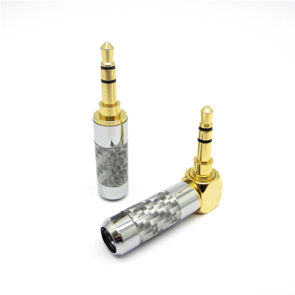 1 pcs 3.5mm Audio Jack Carbon Fiber silver plate DIY Earphone Plug Connetor