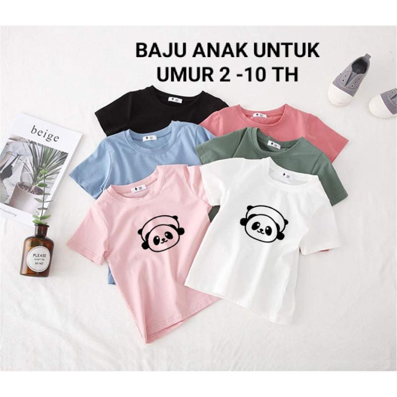 Hokyshop92 Kaos Anak Distro Panda Lengan Pendek Baju Oblong Anak Unisex Tshirt Kids Atasan Cod