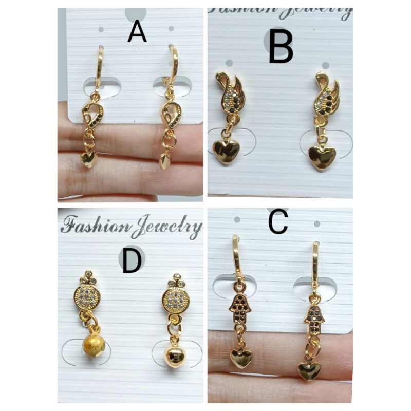 RJJ11. Anting xuping wanita lapis emas dgn mata zircon