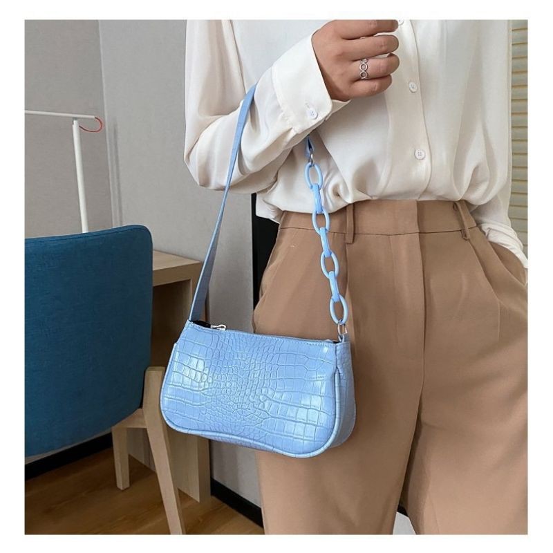 tas bahu wanita shoulder bag mini croco rantai import