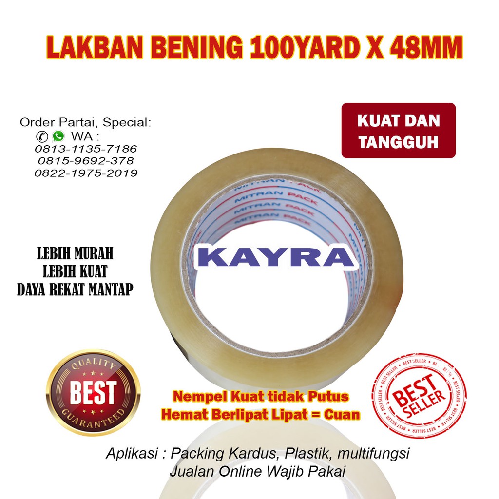 Lakban Bening 100 yard FULL x 48 mm / Mitran Pack / LAKBAN / LAKBAN MURAH