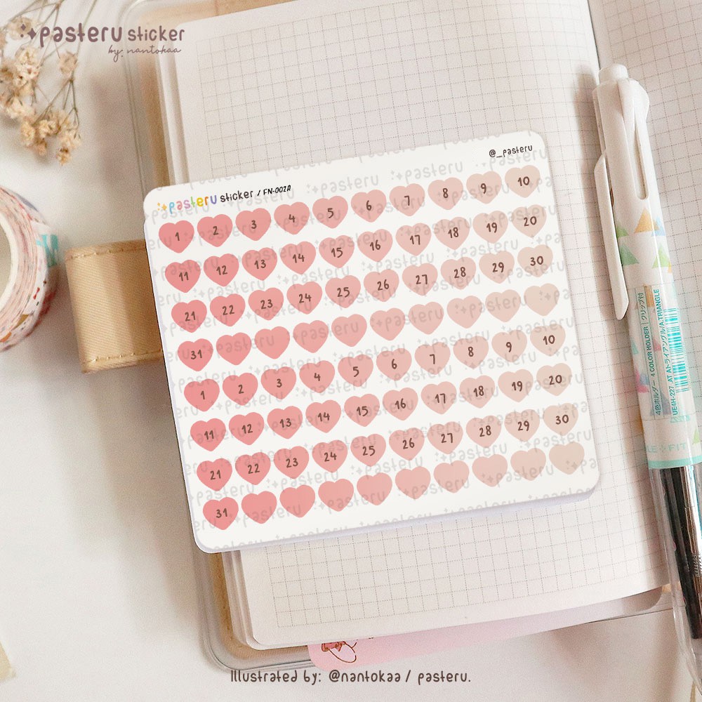 

Tiny Heart Date Number | Pasteru Planner Journal Sticker