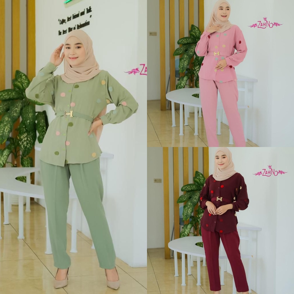 oneset zahin setelan liana sabrina fathia atasan celana stelan original berbagai model busana muslimah islami remaja wanita syari terbaru real pict kekinian ootd selebgram kuliah kantor