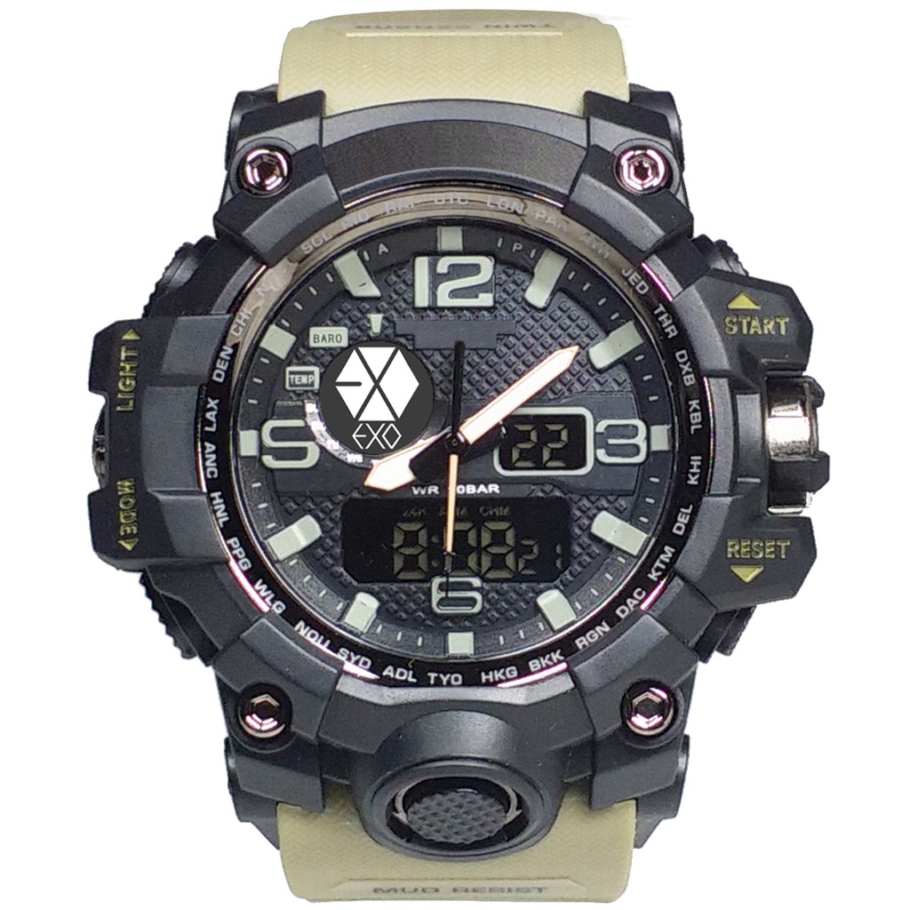 (Istimewa Bossque) Jam Kpop EXO Double Time Tali Cream (Exclusive)