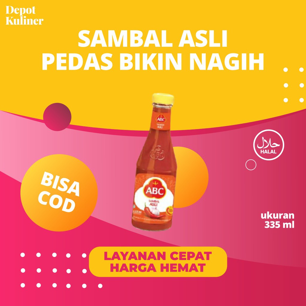 Saus Sambal ABC Asli Saos Sauce Botol Kaca 335ml