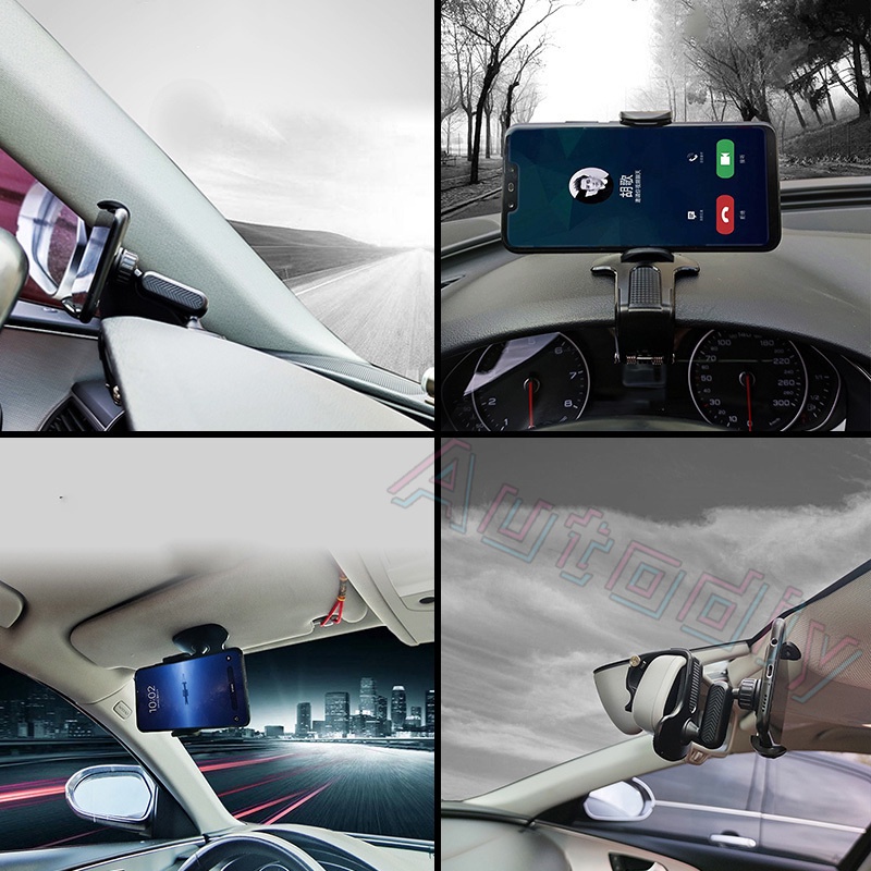 Bracket Klip Stand Mount Dasbor Mobil Rotasi 360 ° Holder Handphone / Navigasi GPS