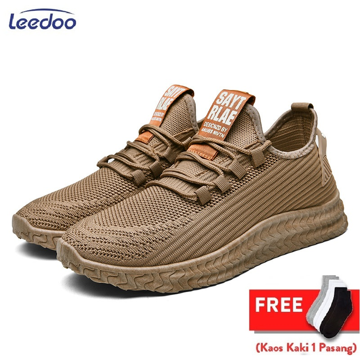 Leedoo Sepatu Pria Sepatu Olahraga Sepatu Sneakers Fashion Pria MR109 - Coklat, 42