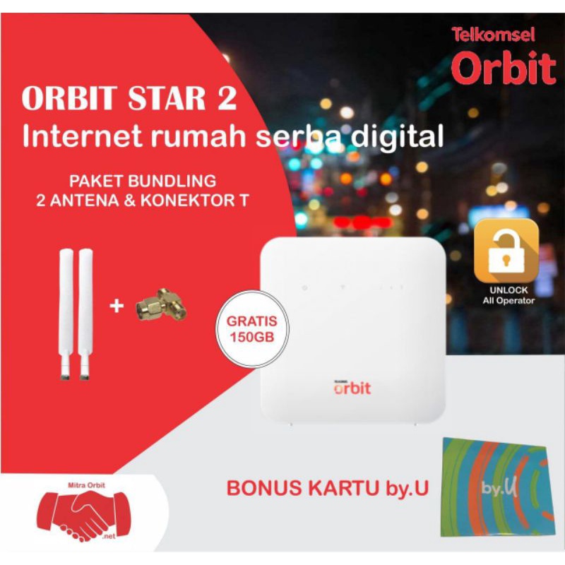 Orbit Star 2 + 2 Pcs Antena External + Konektor Cabang T