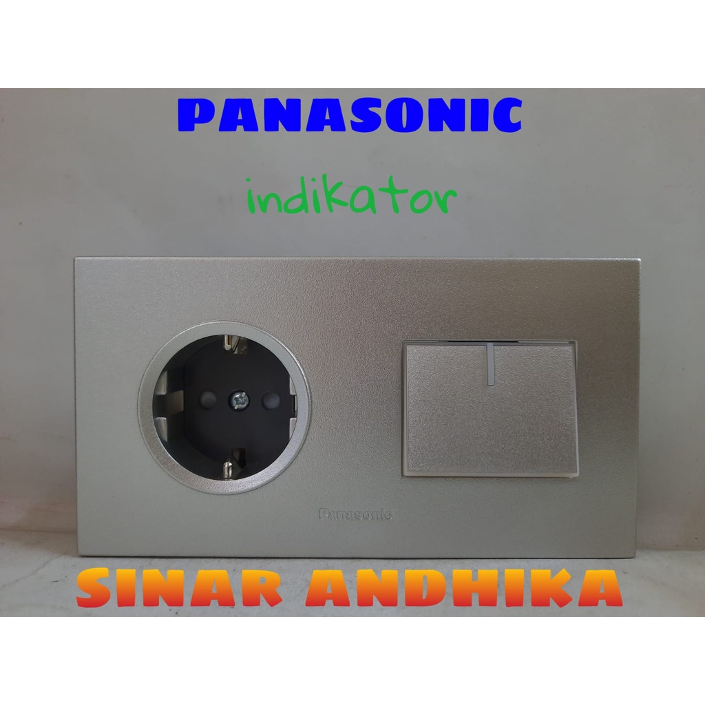 STOP KONTAK + ENGKEL LEBAR INDIKATOR SILVER PANASONIC WESJP 11212MWS+WESJ 5581MWS