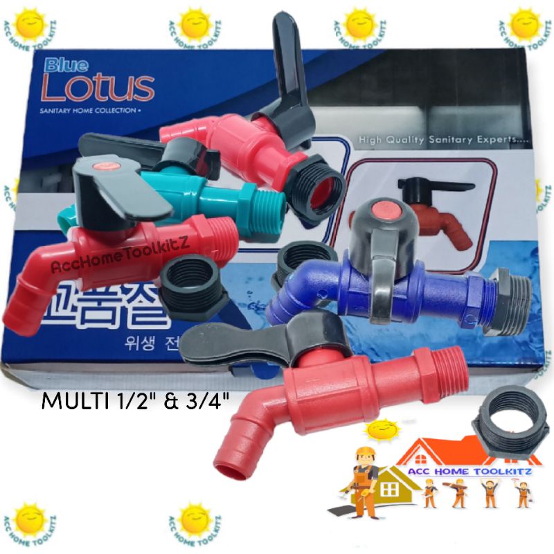 Kran Air Tembok Transparan PVC / Keran Taman Double Drat Multi 1/2 &amp; 3/4 / Gagang Engkol Sendok / Engkol Flat Engkol Topi