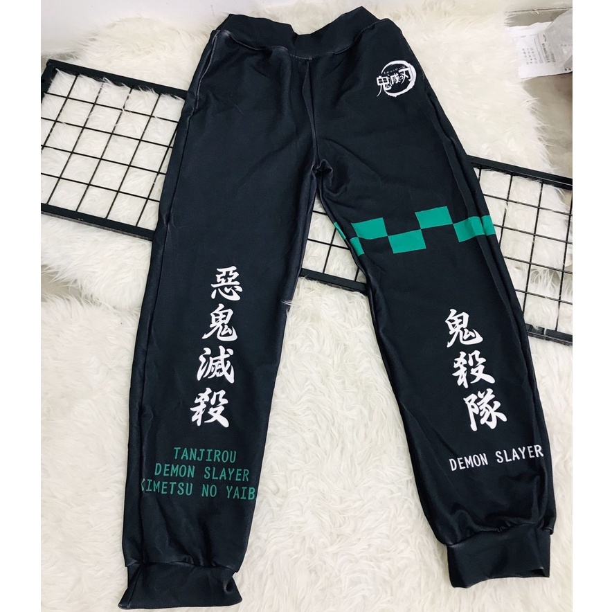 Celana Olahraga Jogger Pants Tanjiro Kanji Black Anime Manga Kimetsu No Yaiba
